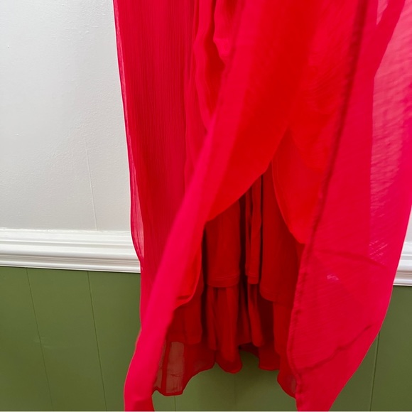 Soft Surroundings Charmonte Sleeveless Chiffon Dress Vibrant Red Size 4 Petite - Picture 5 of 15